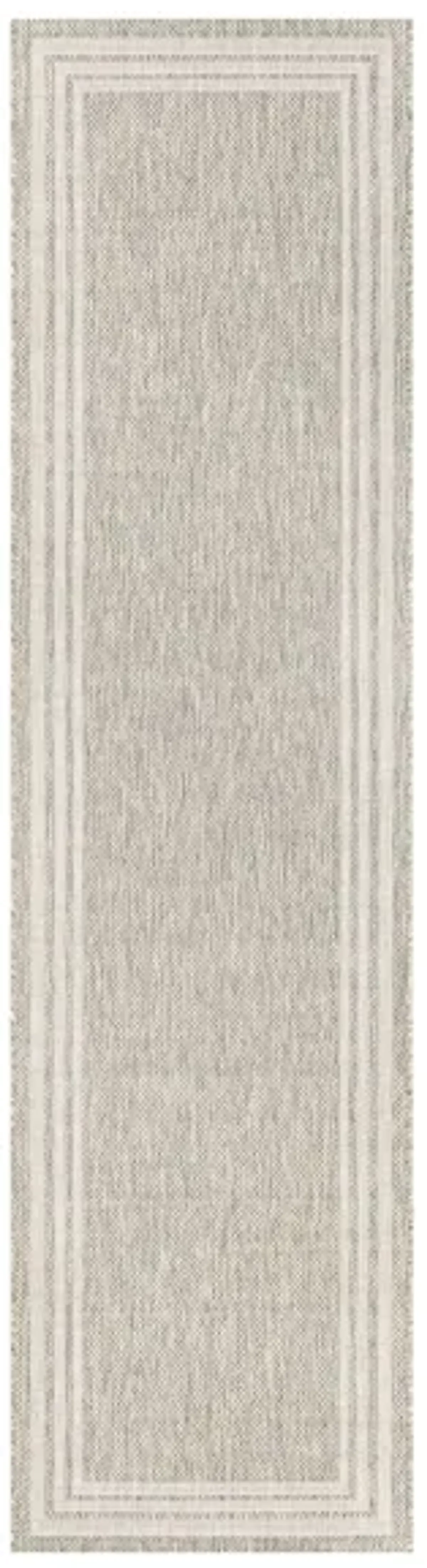 Eagean Bordered Indoor/Outdoor Runner Rug in Oatmeal, Gray, Light Beige, Taupe by Surya