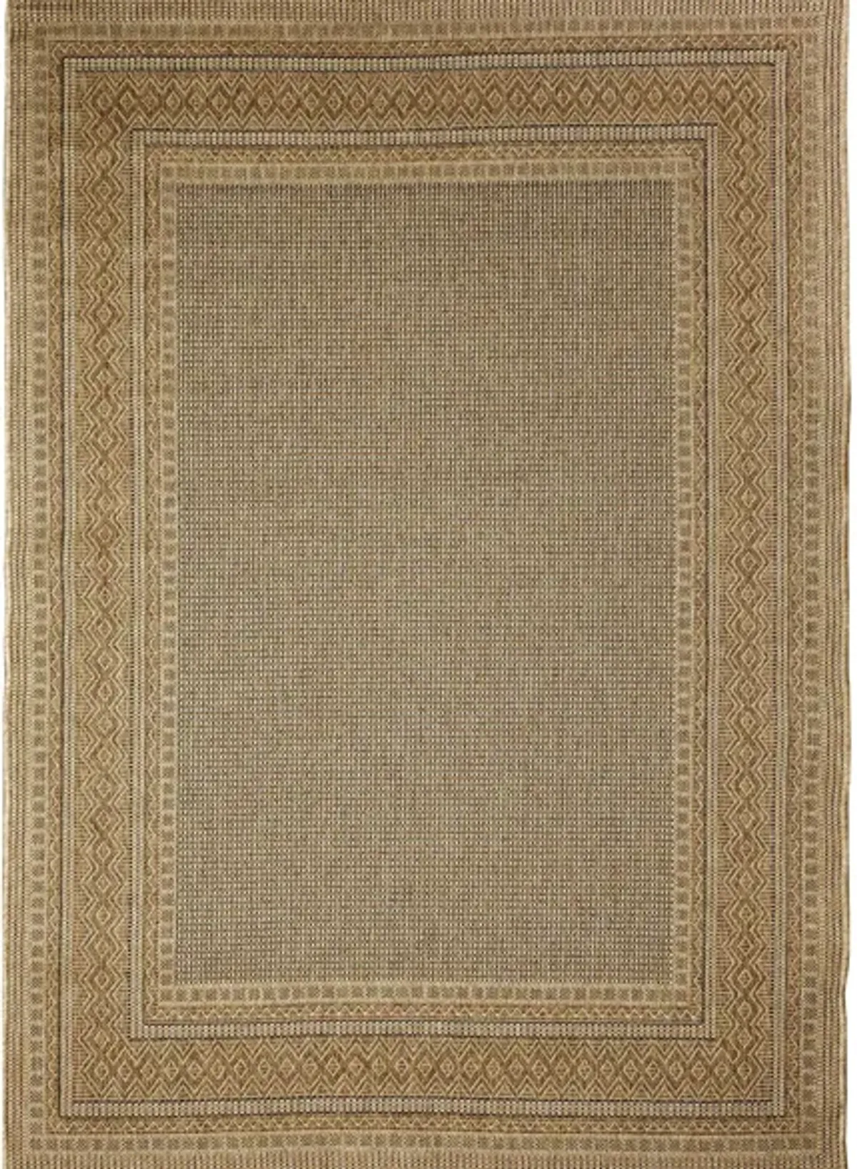 Monterey Diamond Border Indoor/Outdoor Rug in Natural;Brown by Trans-Ocean Import Co Inc