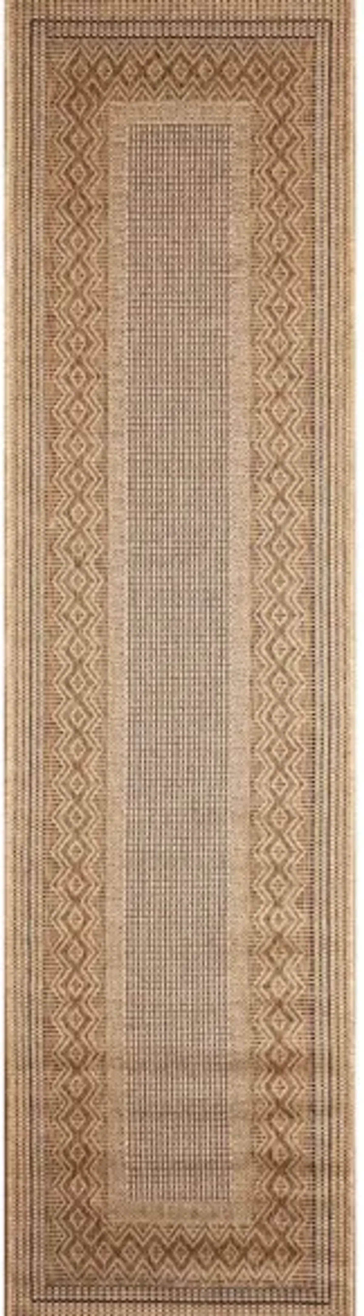 Monterey Diamond Border Indoor/Outdoor Rug in Natural;Brown by Trans-Ocean Import Co Inc