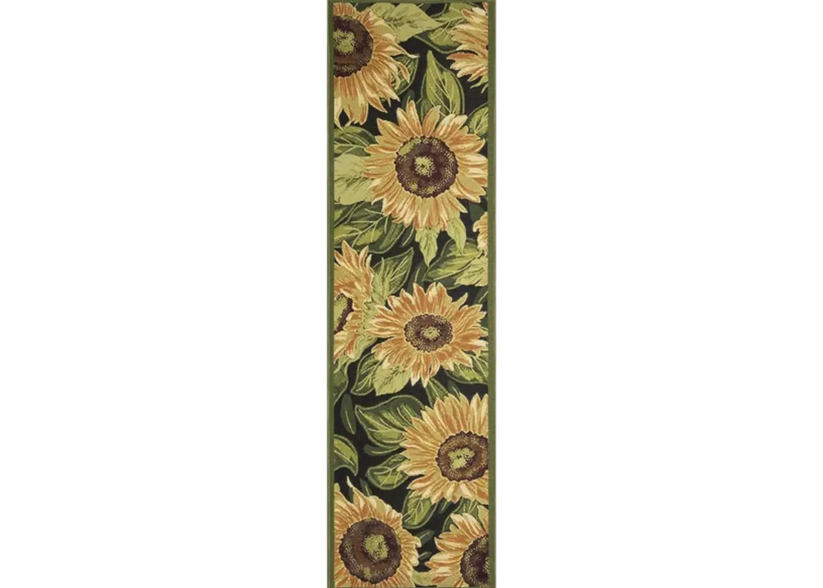 Marina Sunflowers Indoor/Outdoor Rug in Black by Trans-Ocean Import Co Inc