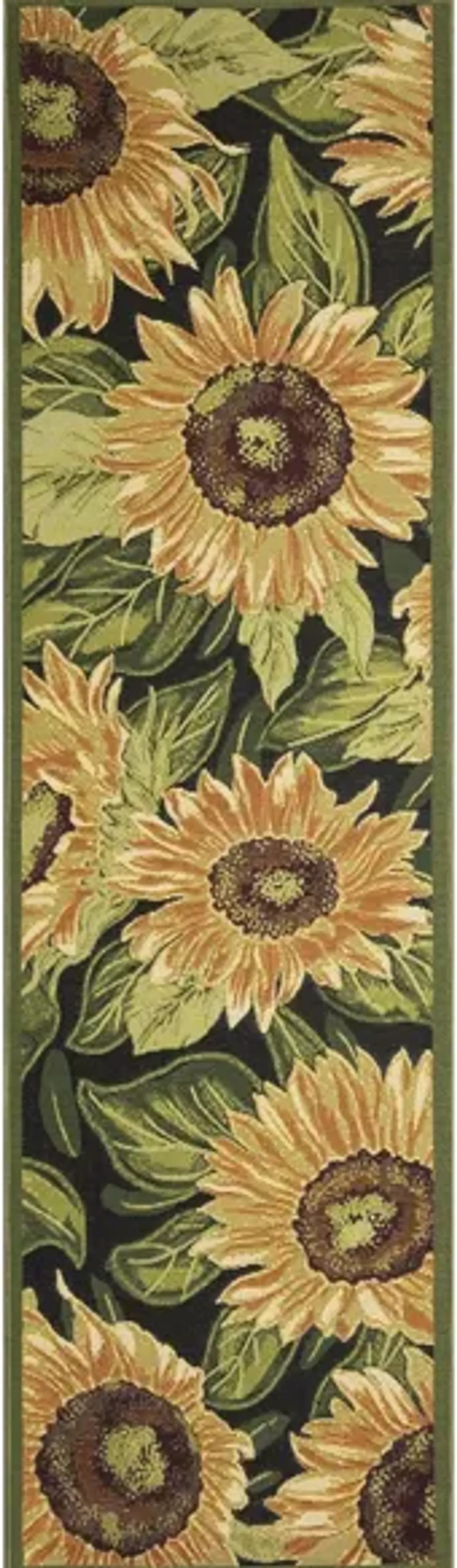 Marina Sunflowers Indoor/Outdoor Rug in Black by Trans-Ocean Import Co Inc