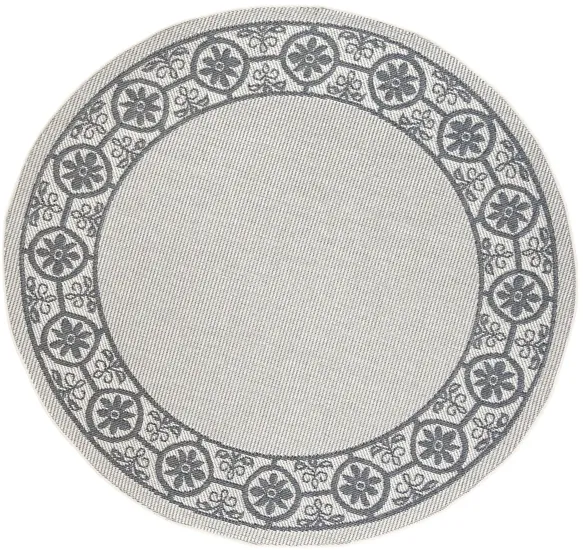 Bermuda St. David Indoor/Outdoor Round Area Rug in Ivory & Charcoal by Safavieh