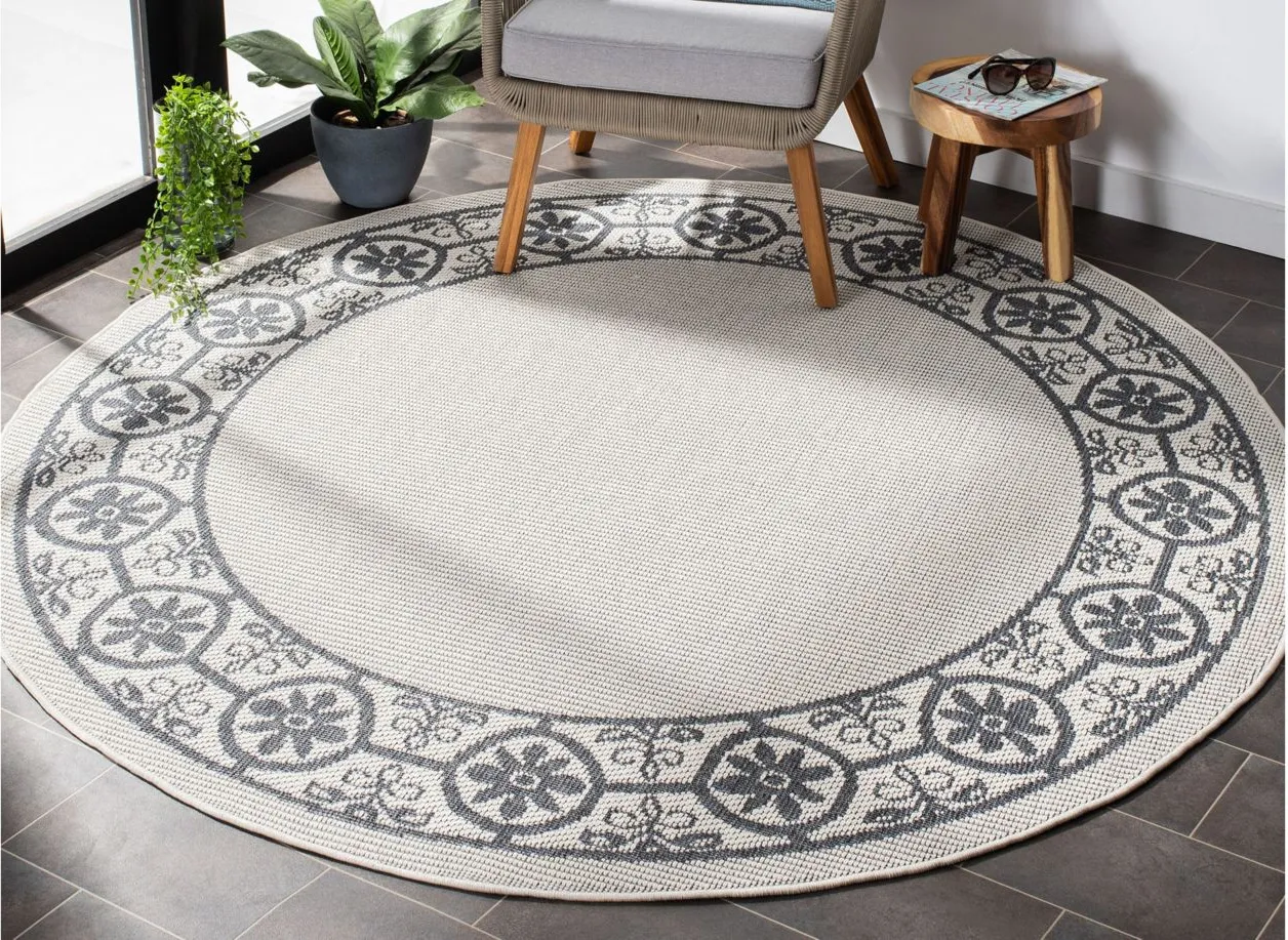 Bermuda St. David Indoor/Outdoor Round Area Rug in Ivory & Charcoal by Safavieh