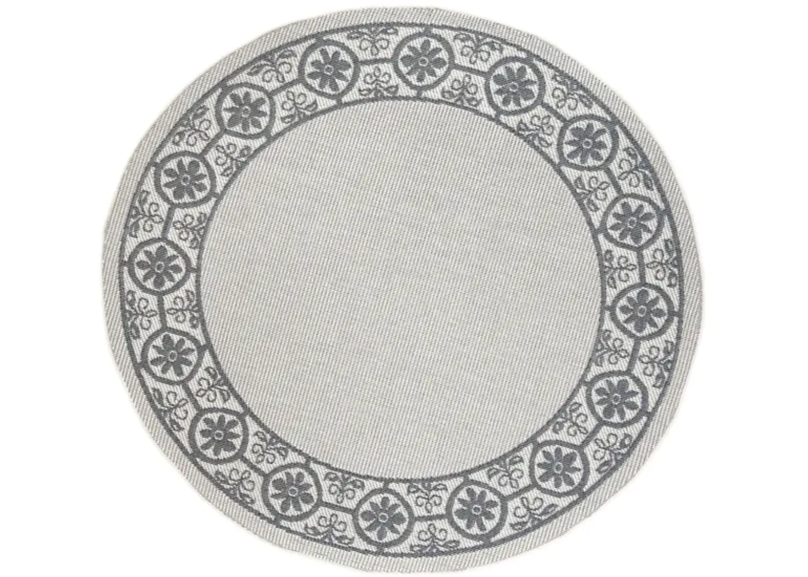 Bermuda St. David Indoor/Outdoor Round Area Rug in Ivory & Charcoal by Safavieh