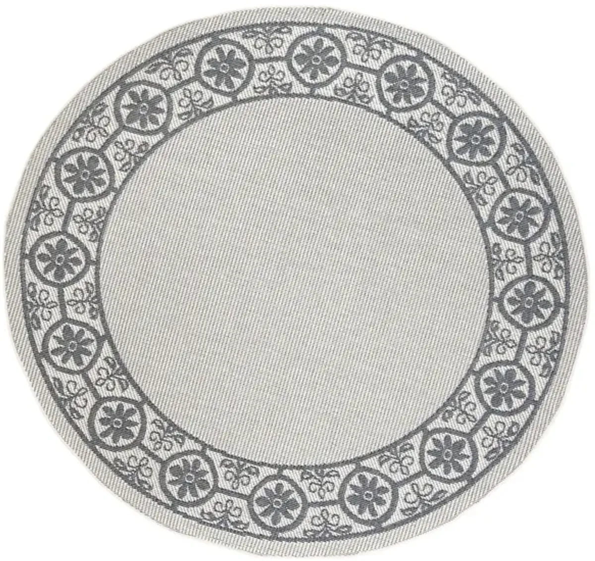 Bermuda St. David Indoor/Outdoor Round Area Rug in Ivory & Charcoal by Safavieh