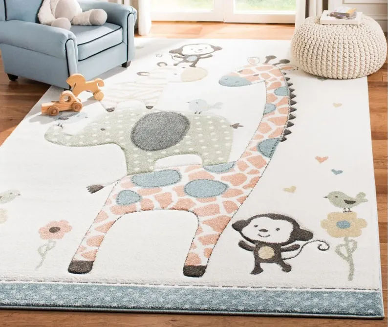 Carousel Zoo Friends Kids Area Rug in Ivory by Safavieh