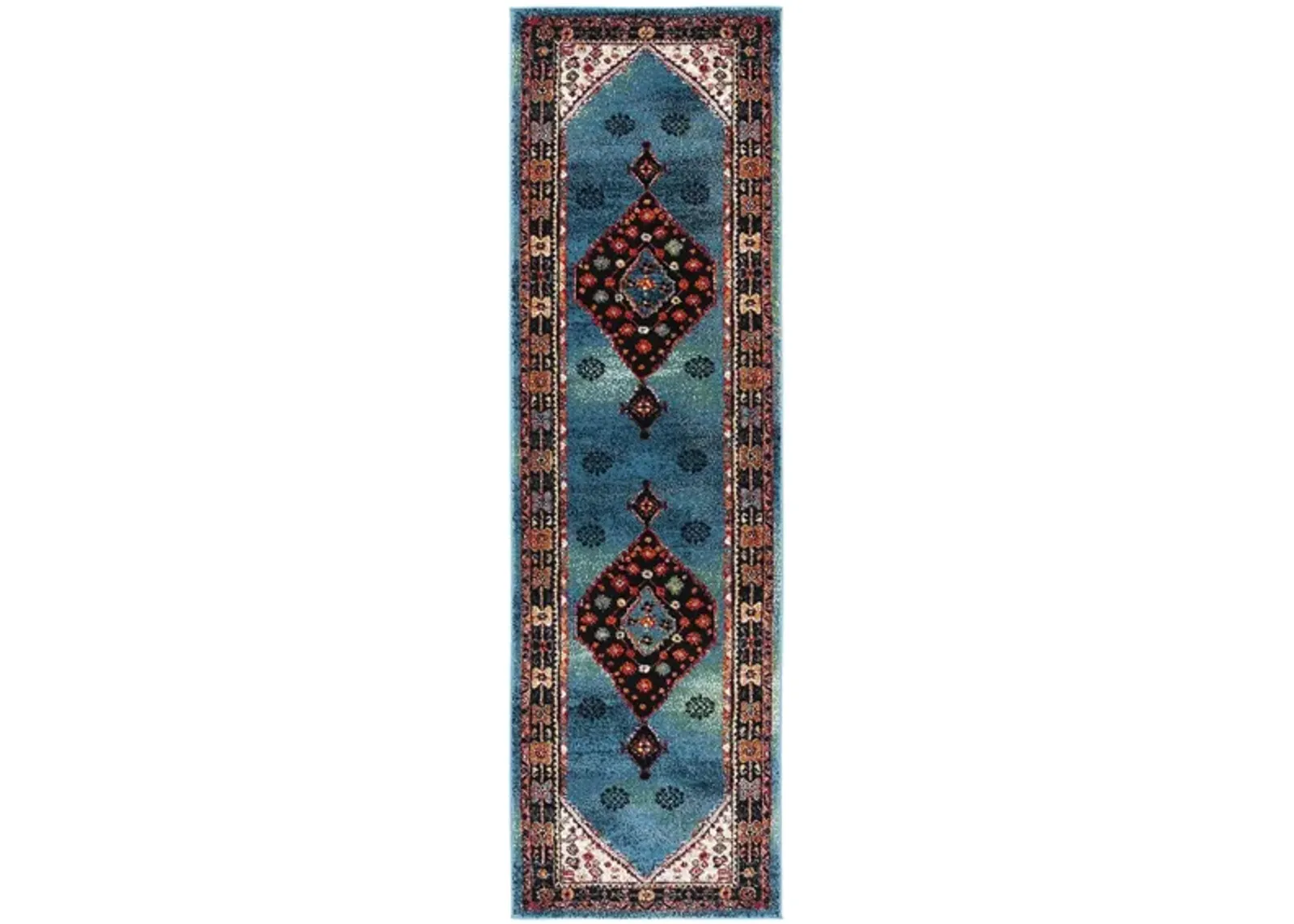 Jahan Azure Runner Rug in Blue & Black by Safavieh