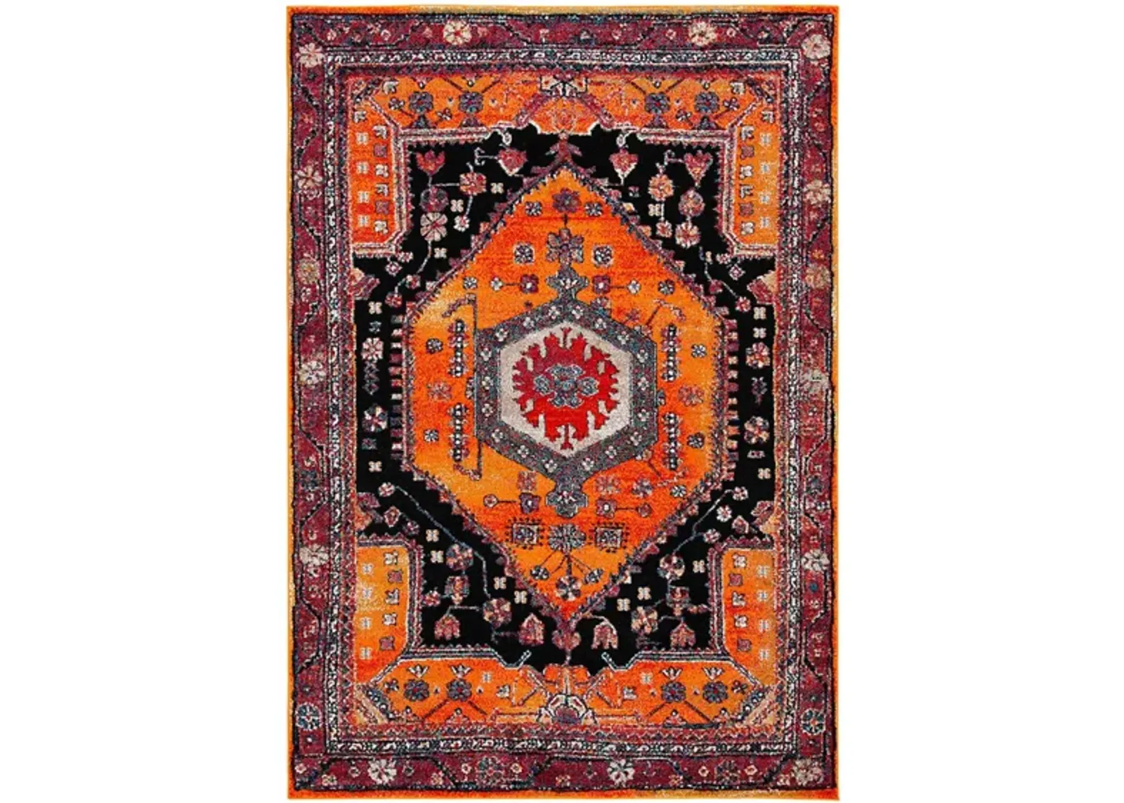 Hamadan Orange Area Rug in Orange & Black by Safavieh