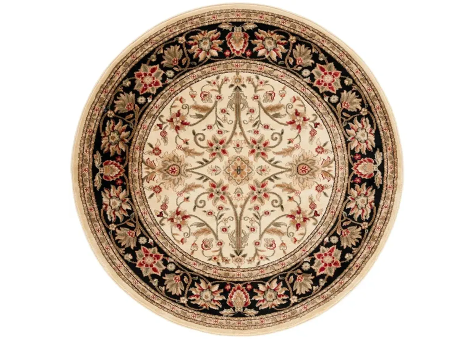 Lyndhurst Area Rug Round in Ivory / Black by Safavieh