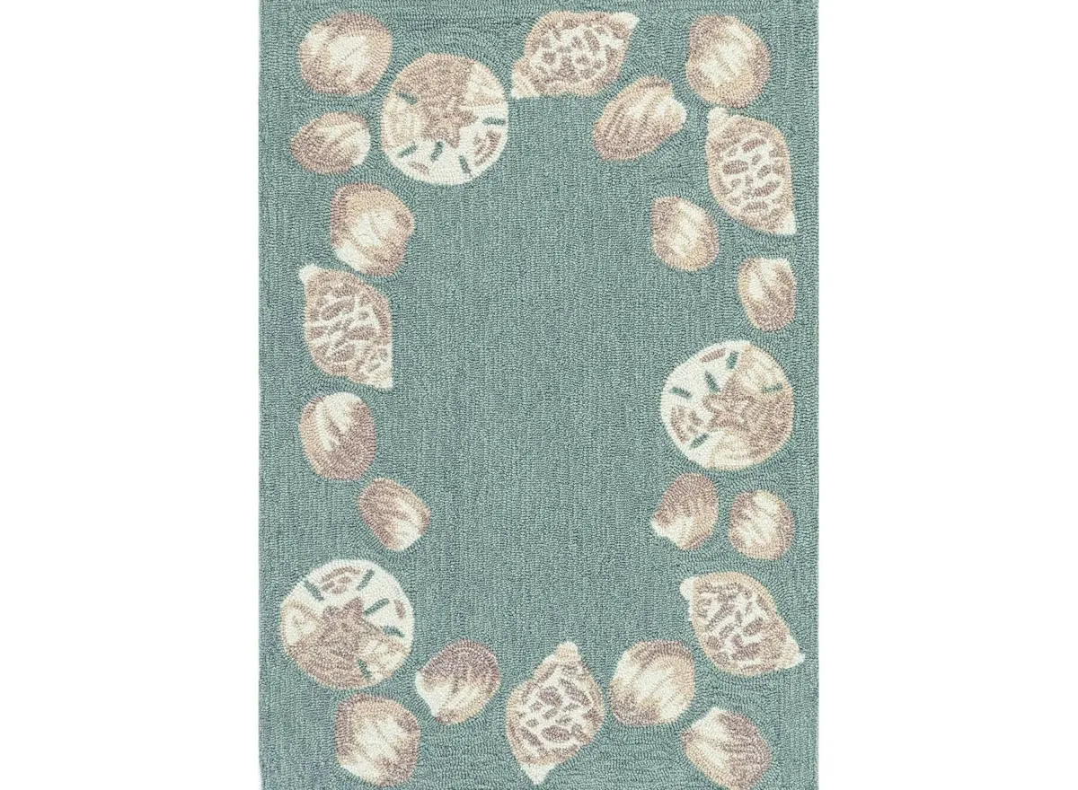 Seashell Border Indoor/Outdoor Area Rug in Aqua by Trans-Ocean Import Co Inc