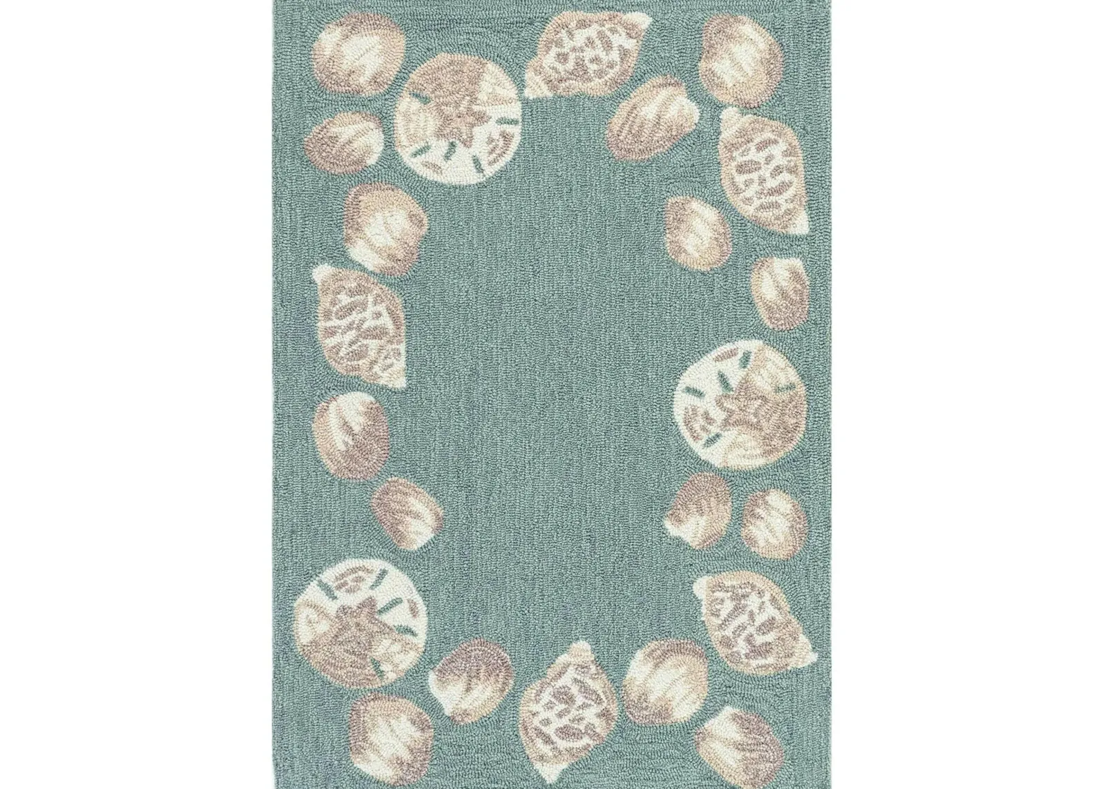 Seashell Border Indoor/Outdoor Area Rug in Aqua by Trans-Ocean Import Co Inc