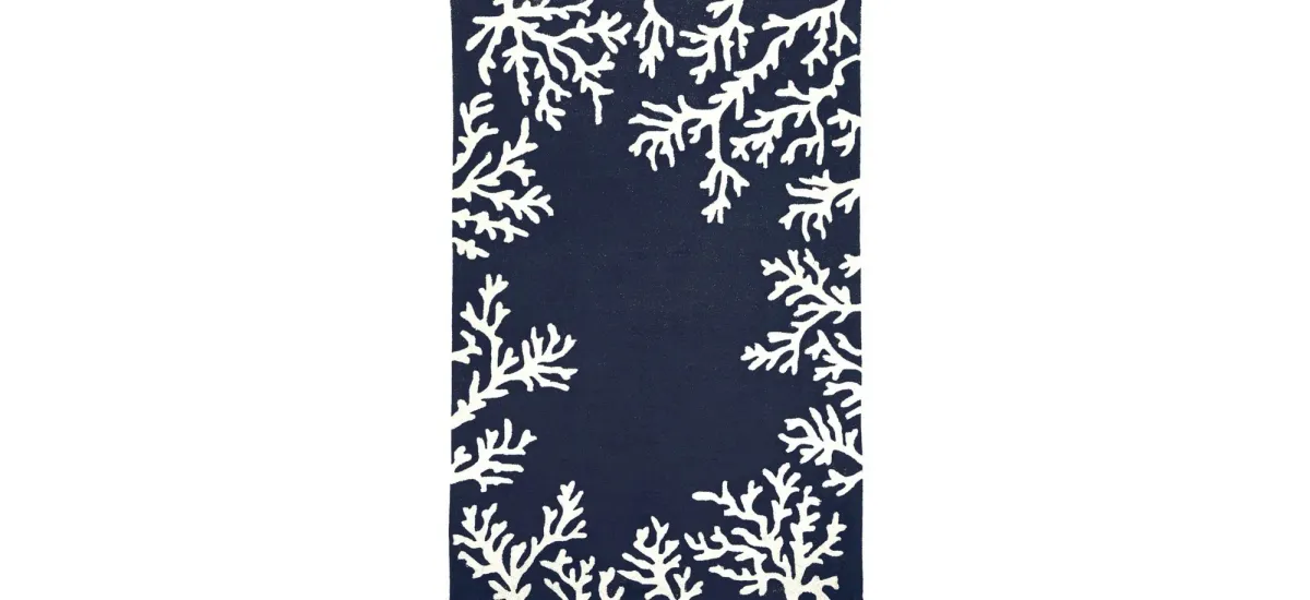 Coral Indoor/Outdoor Area Rug in Navy by Trans-Ocean Import Co Inc