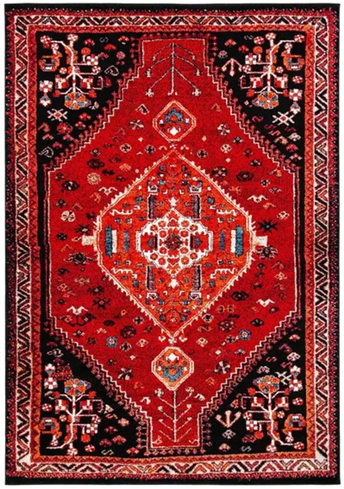 Vintage Hamadan Red Area Rug in Red & Black by Safavieh