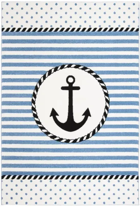 Carousel Anchor Kids Area Rug in Ivory & Navy by Safavieh