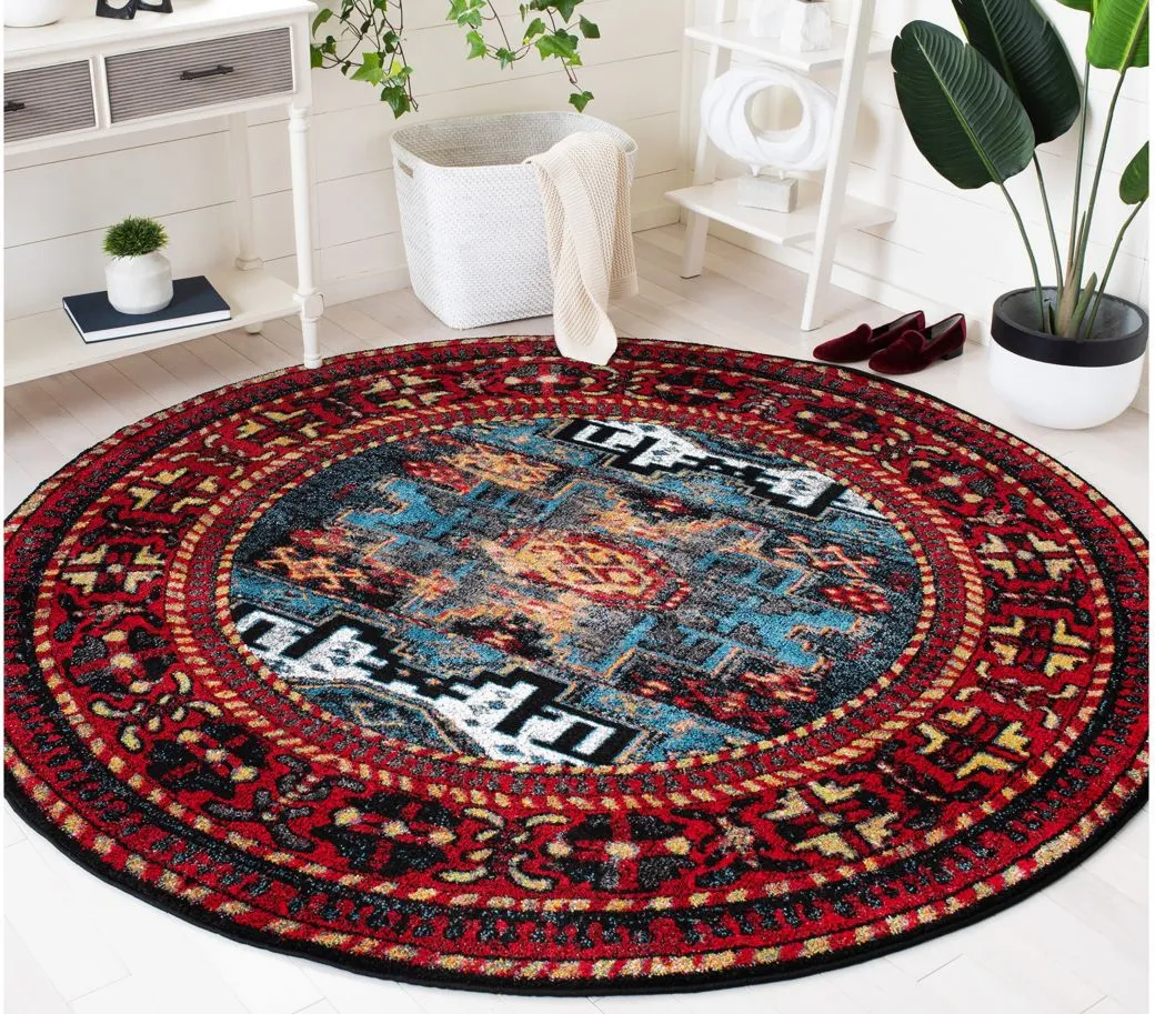 Zagros Area Rug in Red & Light Blue by Safavieh