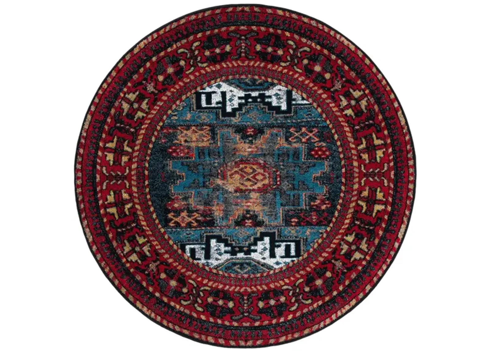 Zagros Area Rug in Red & Light Blue by Safavieh