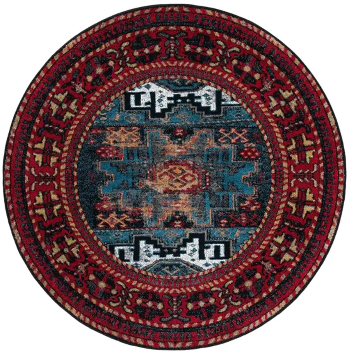 Zagros Area Rug in Red & Light Blue by Safavieh