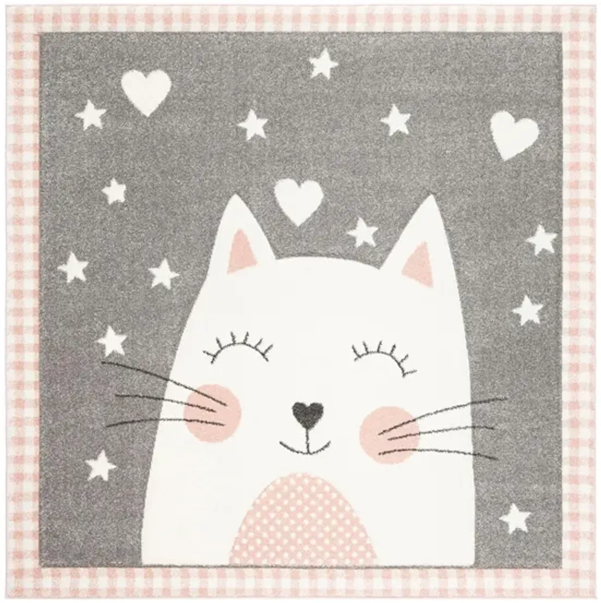 Carousel Kitty Kids Area Rug in Pink & Gray by Safavieh