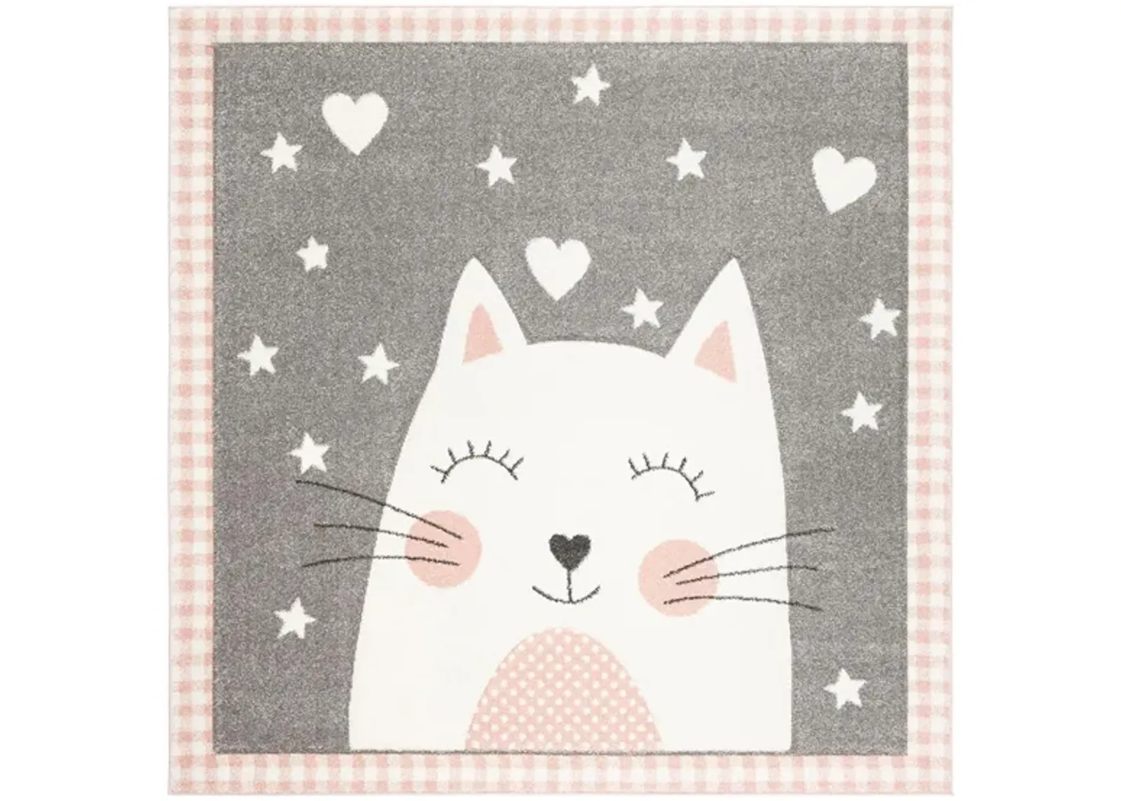 Carousel Kitty Kids Area Rug in Pink & Gray by Safavieh