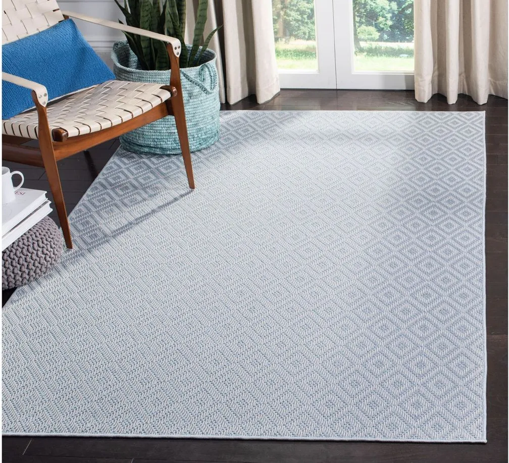 Bermuda Tight Diamond Indoor/Outdoor Square Area Rug in Light Blue & Cream by Safavieh