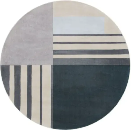 Operan Round Area Rug in Charcoal/Beige by Safavieh