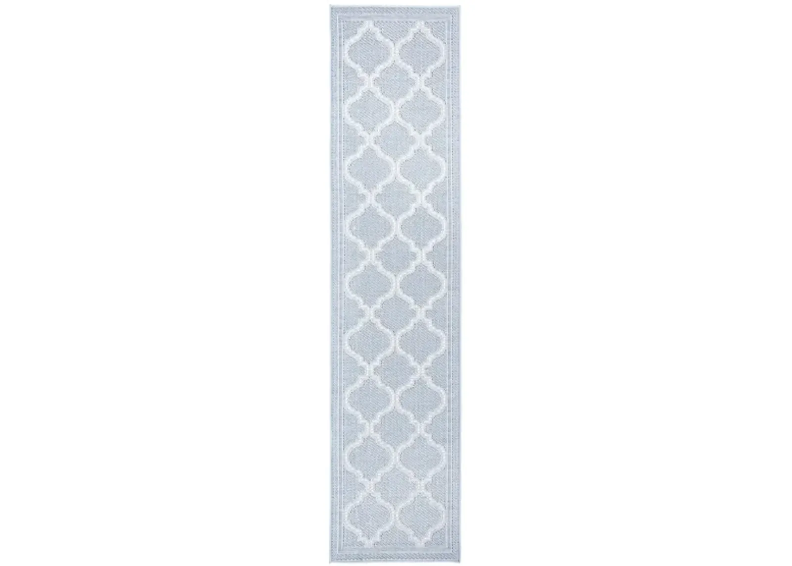 Bermuda Morocco Indoor/Outdoor Runner Rug in Light Blue & Ivory by Safavieh