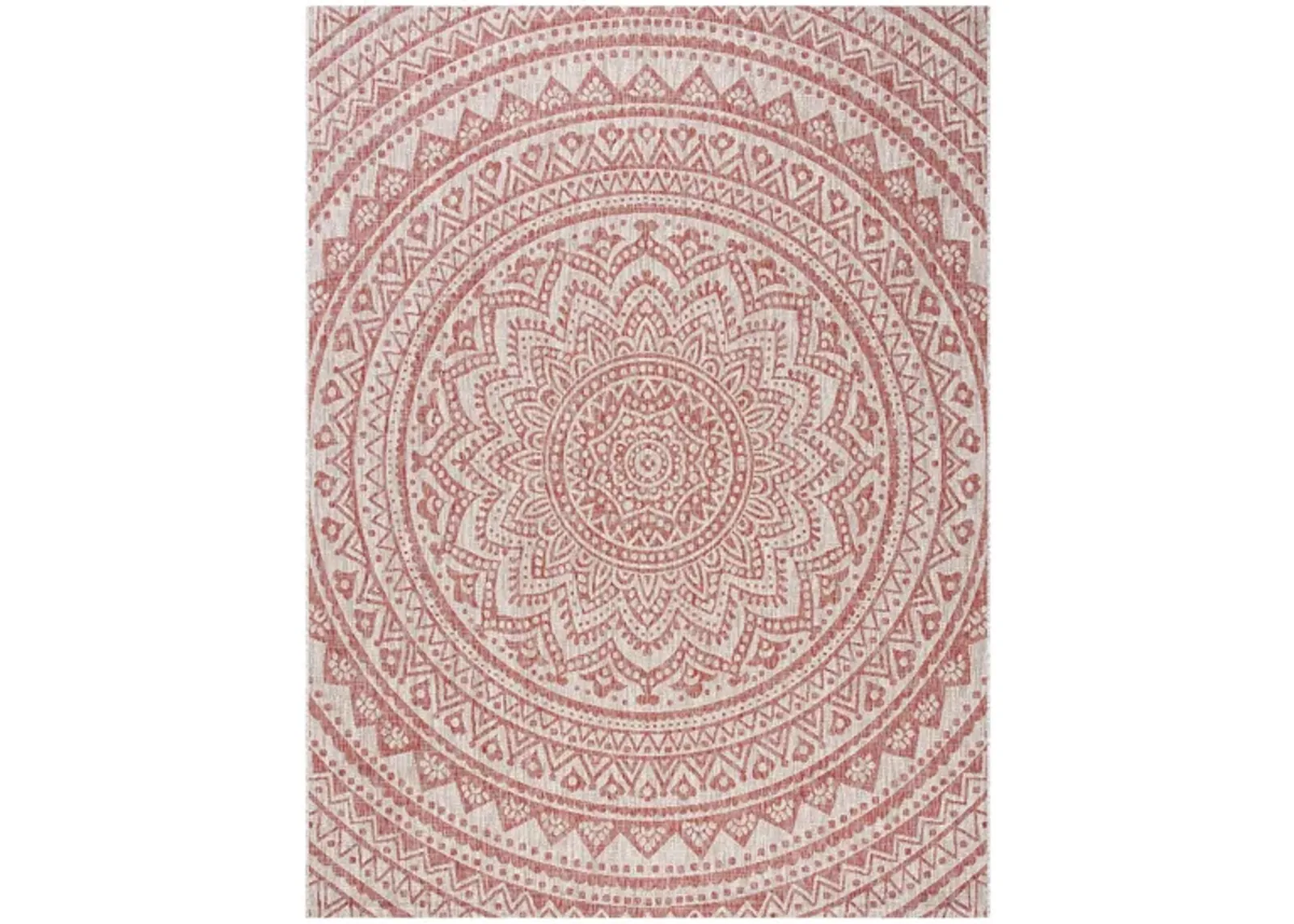 Courtyard Mandala Indoor/Outdoor Area Rug in Light Beige & Terracotta by Safavieh