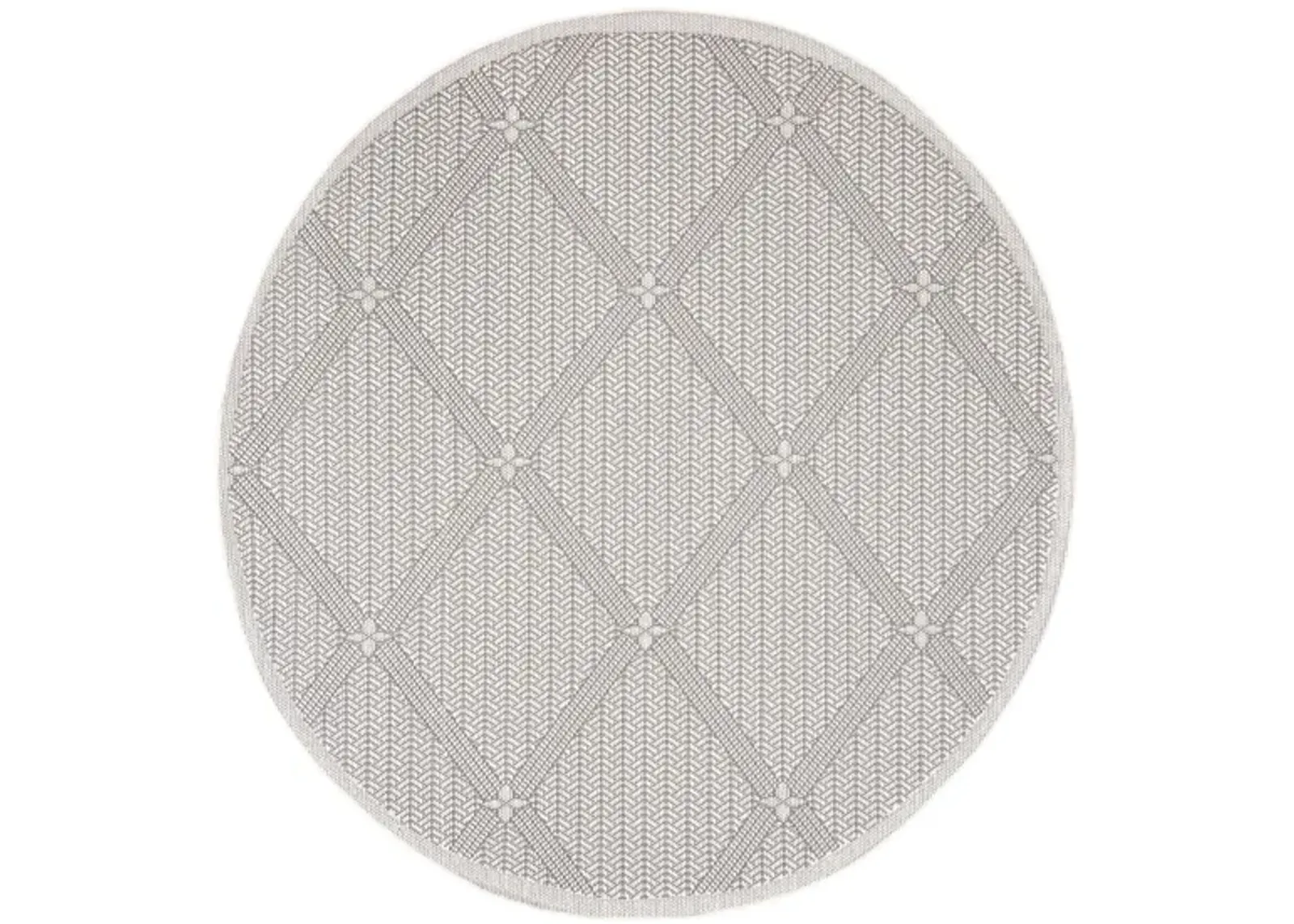 Bermuda Wide Diamond Indoor/Outdoor Round Area Rug in Cream & Gray by Safavieh