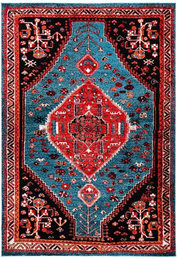 Vintage Hamadan Turquoise Area Rug in Turquoise & Red by Safavieh