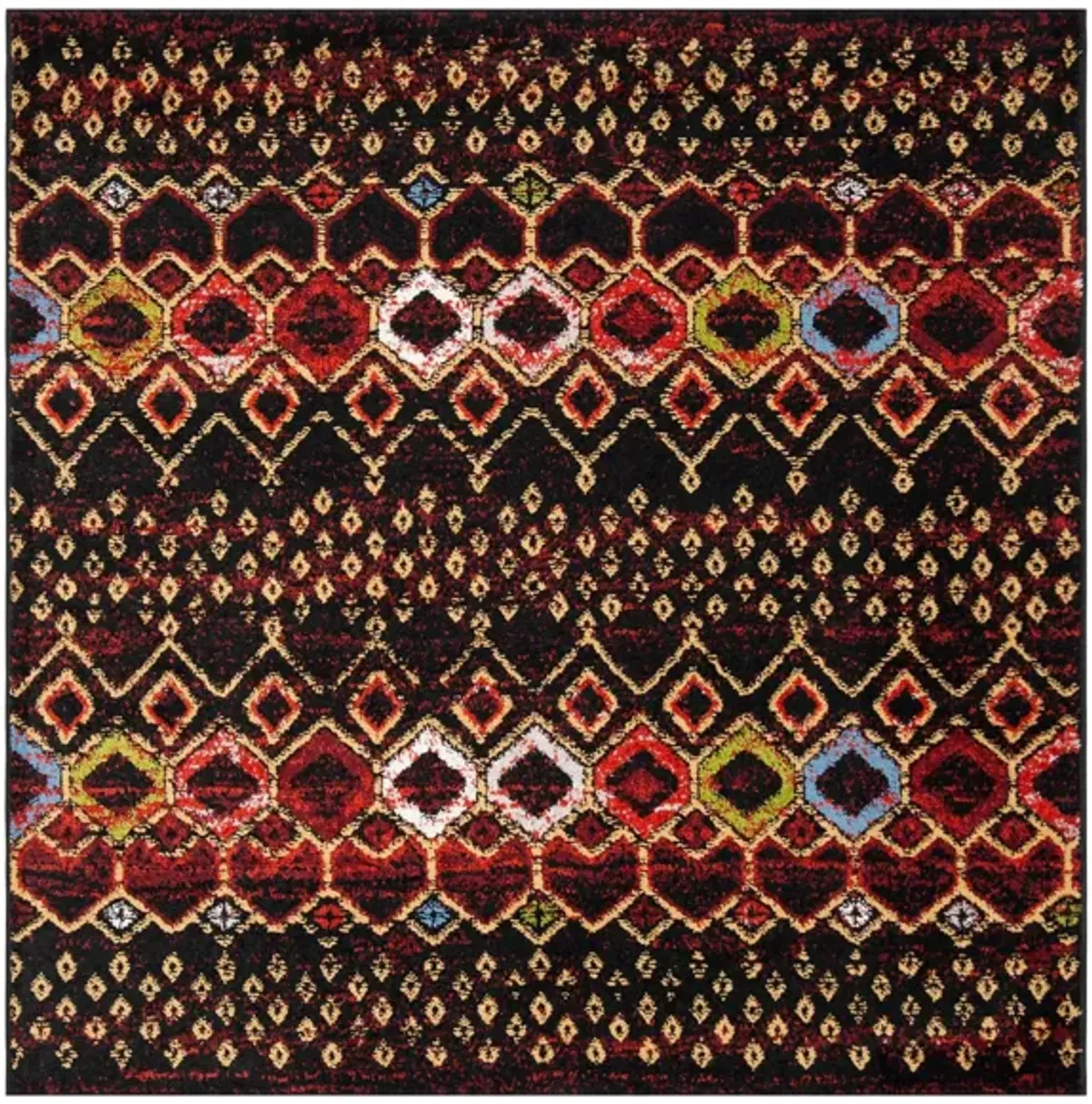 Halen Dark Area Rug Square in Black by Safavieh