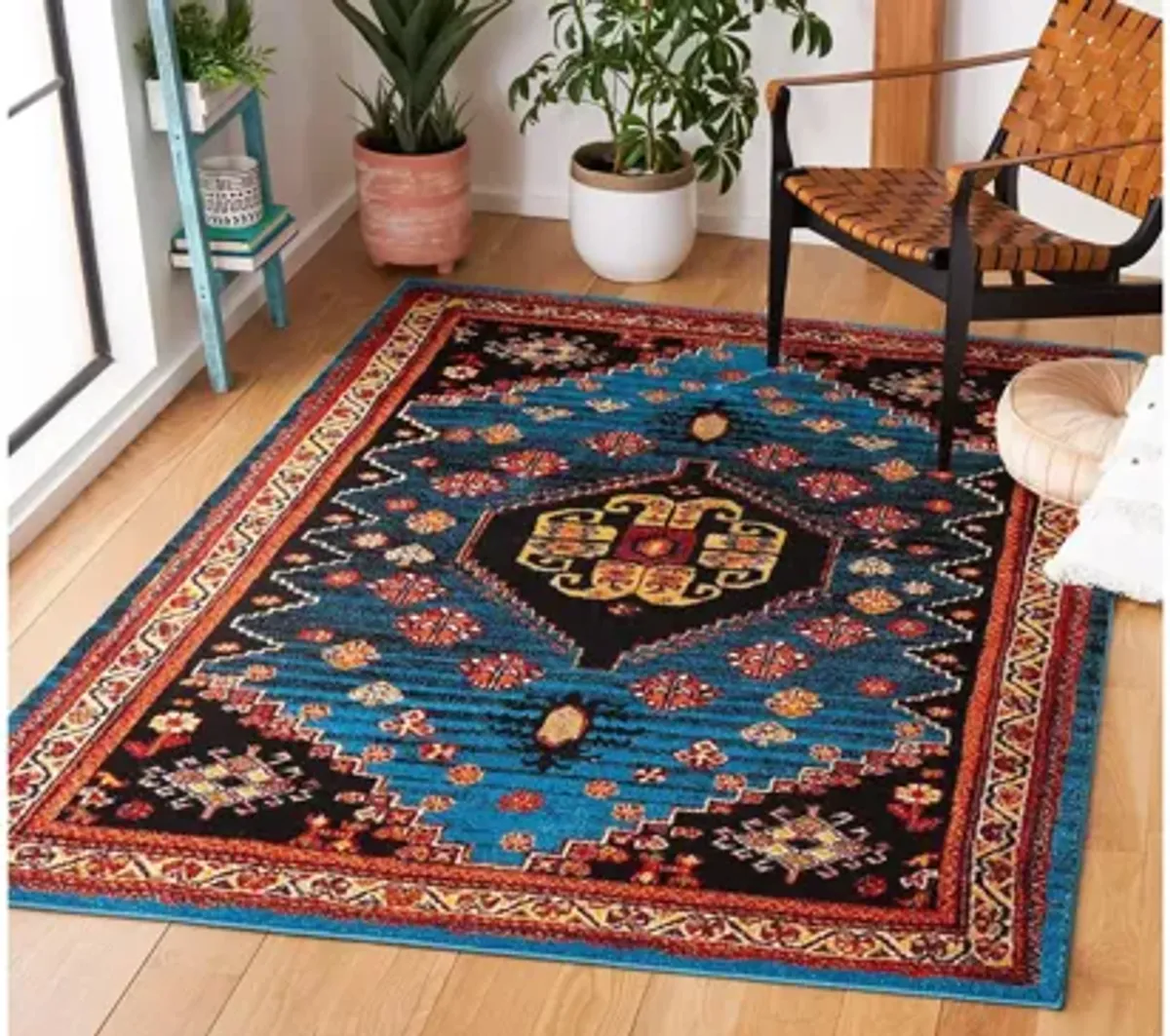 Medes Blue & Red Area Rug