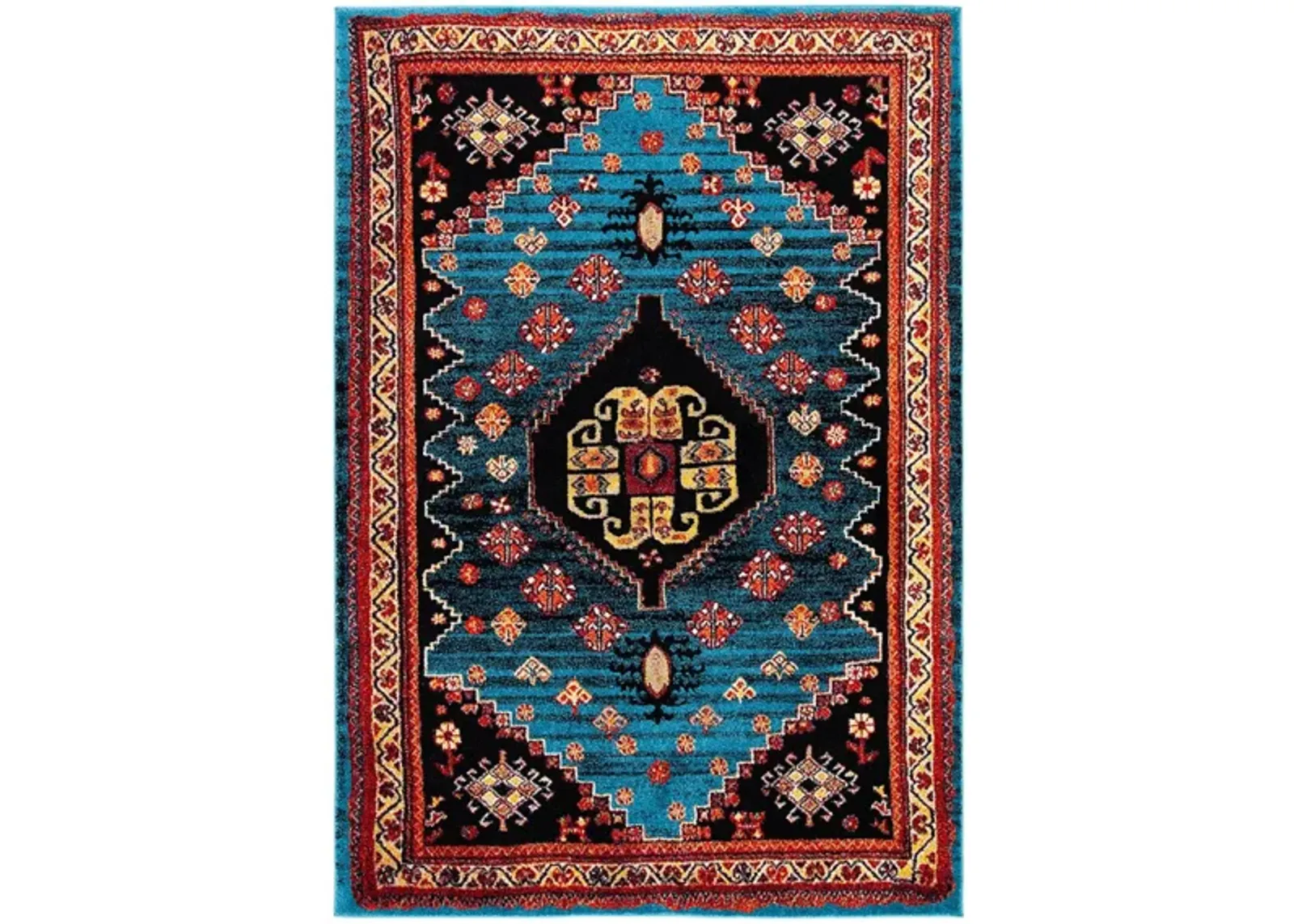 Medes Blue & Red Area Rug in Blue & Black by Safavieh