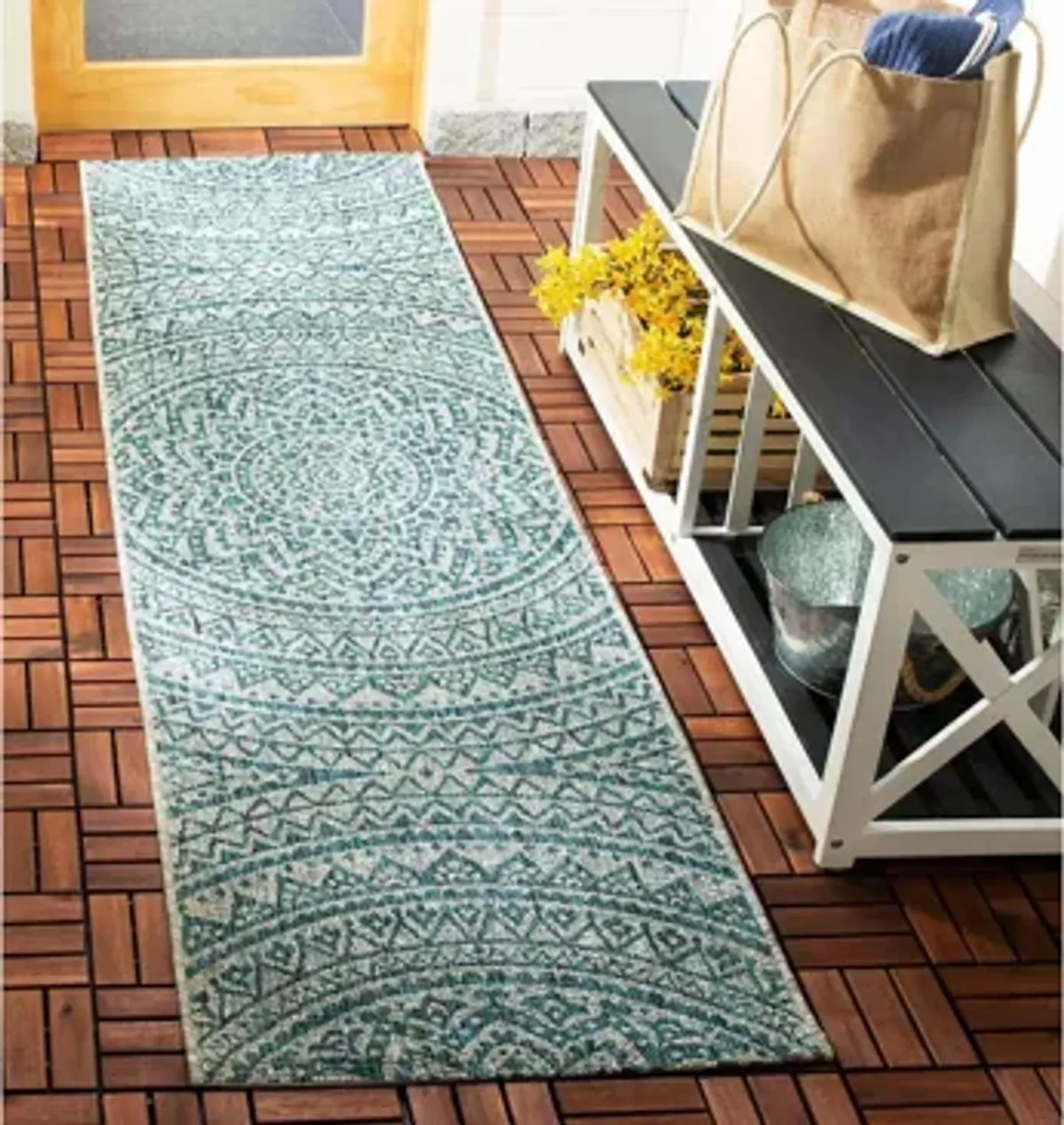 Courtyard Mandala Indoor/Outdoor Runner Rug