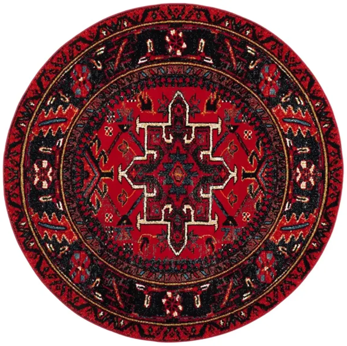Darius Red Area Rug Round