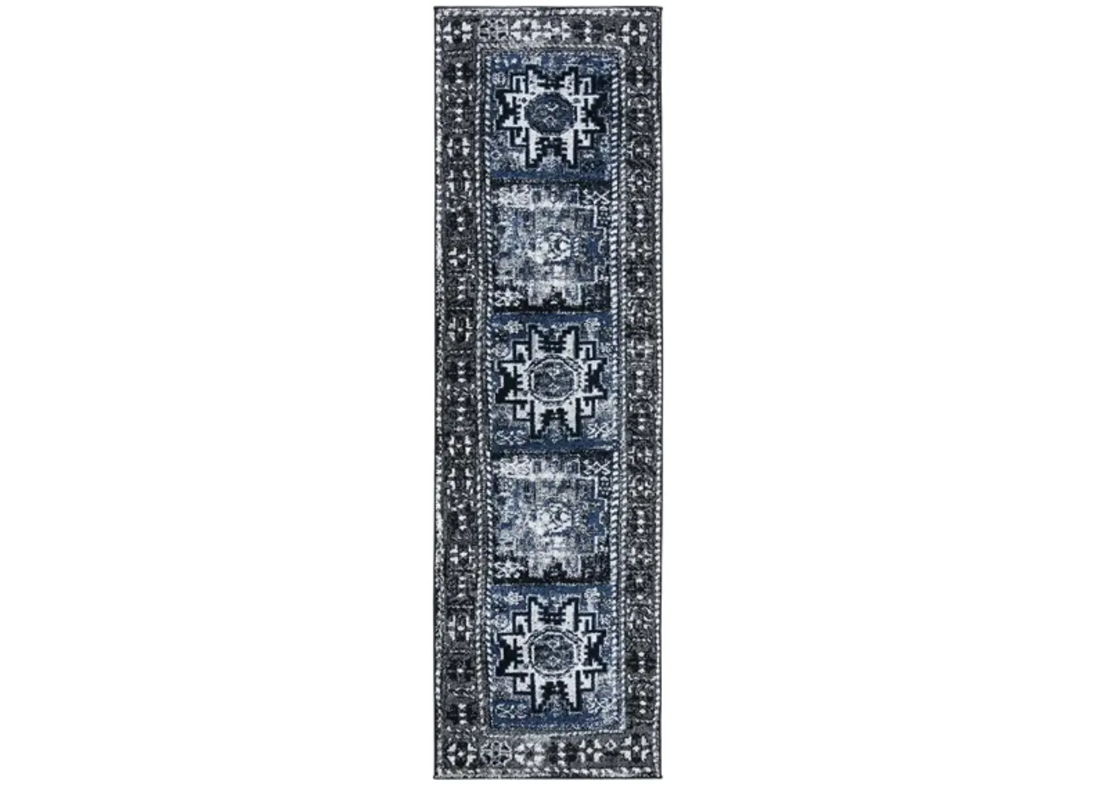 Zagros Grey Runner Rug in Grey & Blue by Safavieh