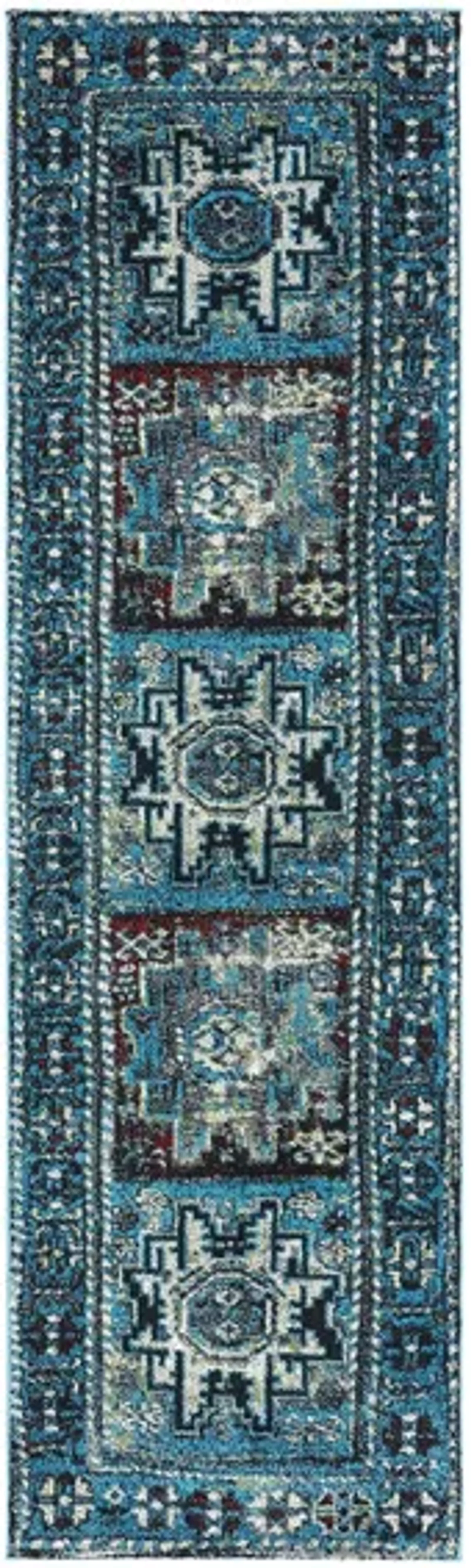 Zagros Light Blue Runner Rug