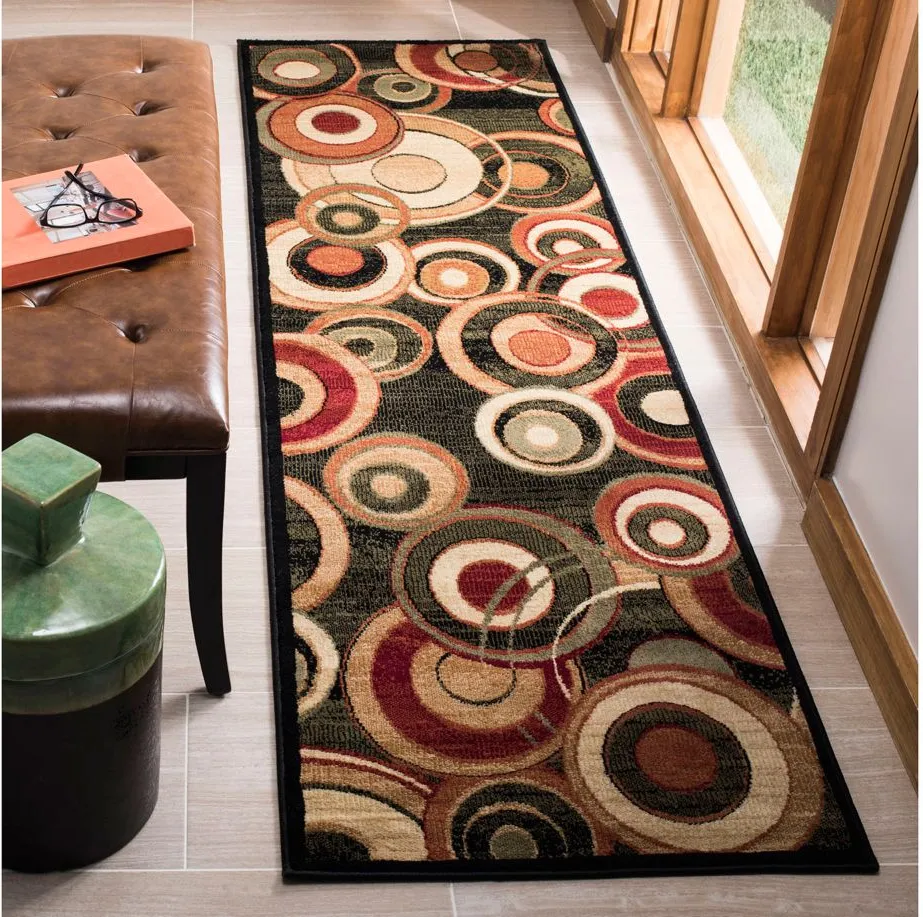 Masham Runner Rug in Black / Multi by Safavieh