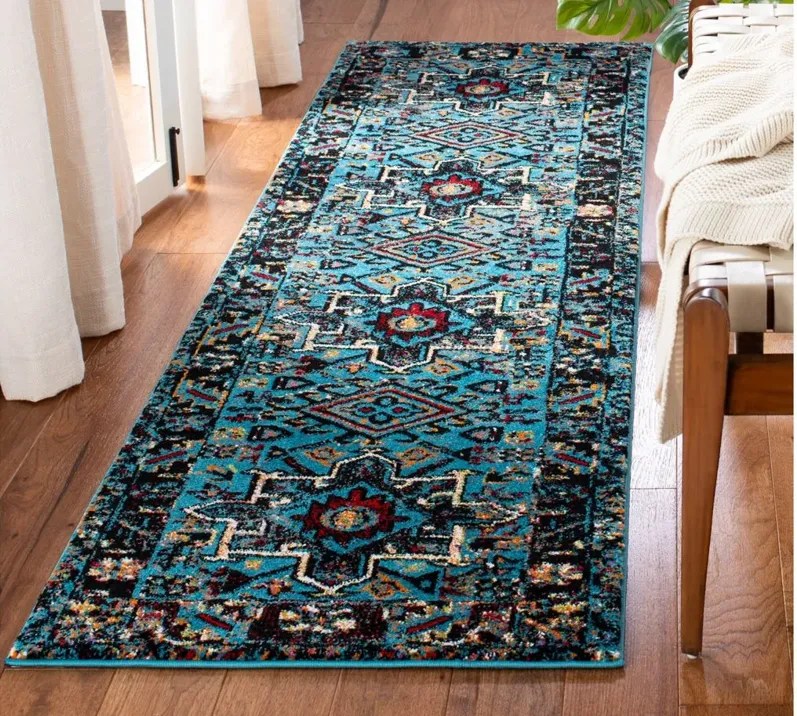 Darius Light Blue Runner Rug in Light Blue & Black by Safavieh