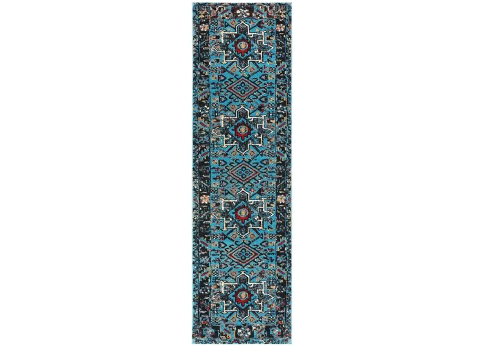 Darius Light Blue Runner Rug in Light Blue & Black by Safavieh