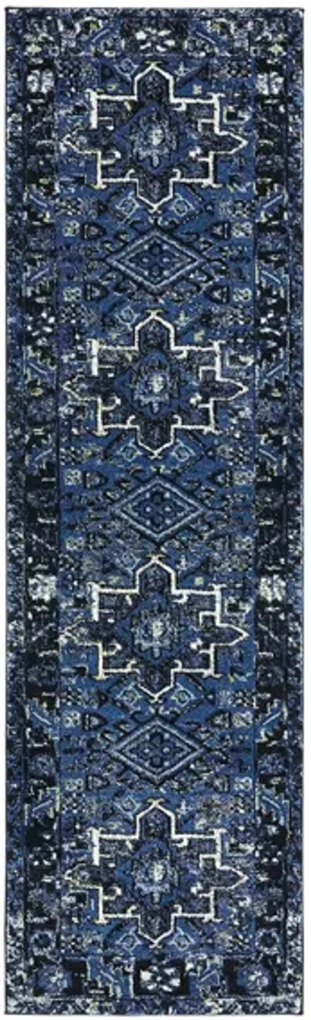 Darius Blue Runner Rug in Blue & Grey by Safavieh