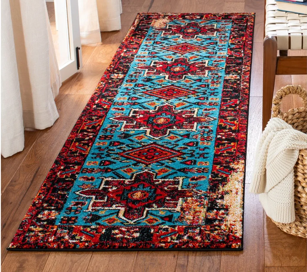 Darius Red Runner Rug in Red & Light Blue by Safavieh