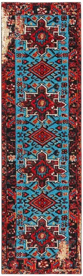 Darius Red Runner Rug in Red & Light Blue by Safavieh