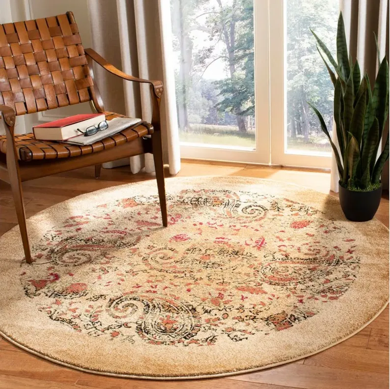 Grimaldi Area Rug Round in Beige / Multi by Safavieh