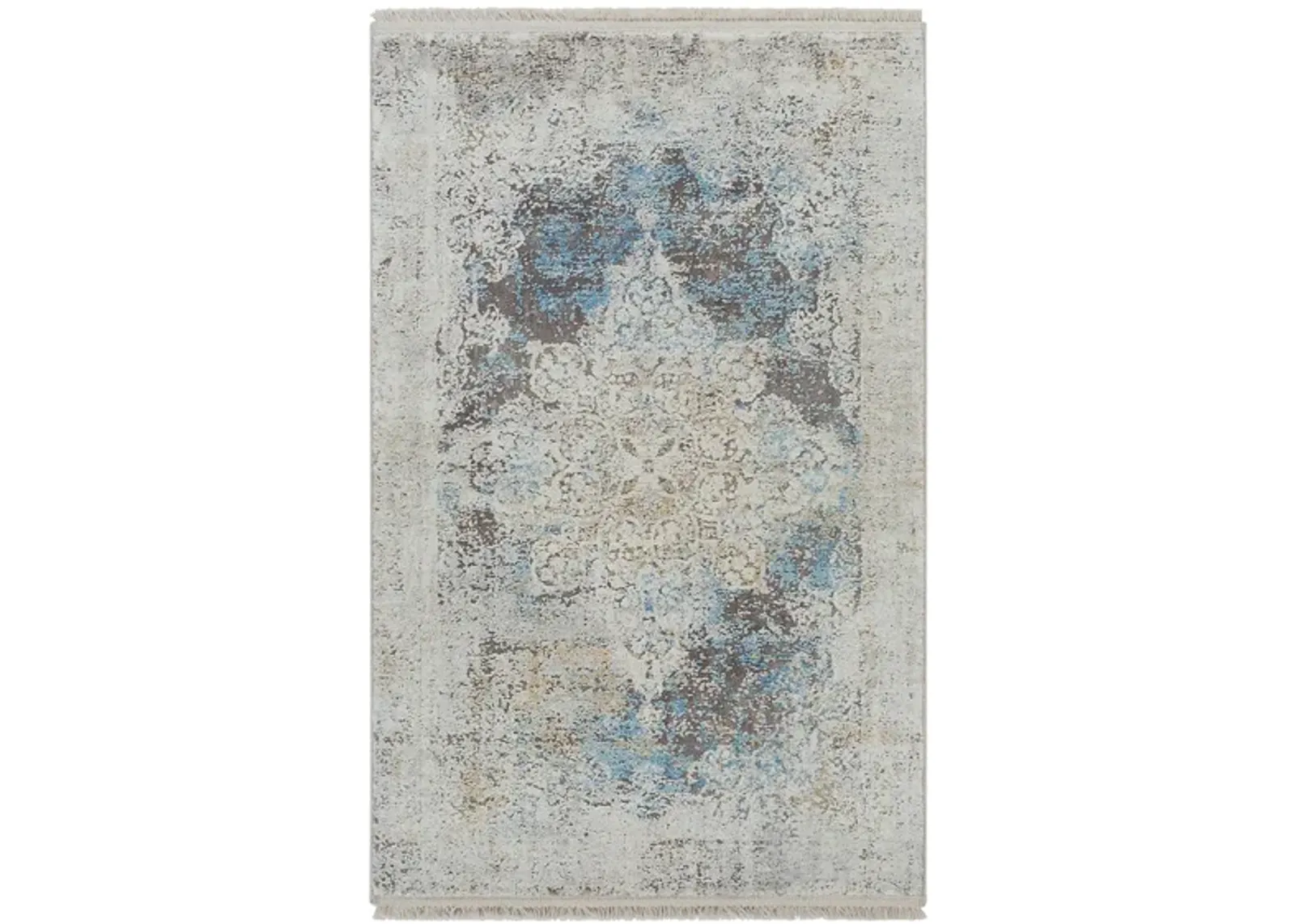 Solaris Topaz Rug in Sky Blue, Dark Blue, Taupe, Medium Gray, Light Gray, White, Bright Yellow by Surya