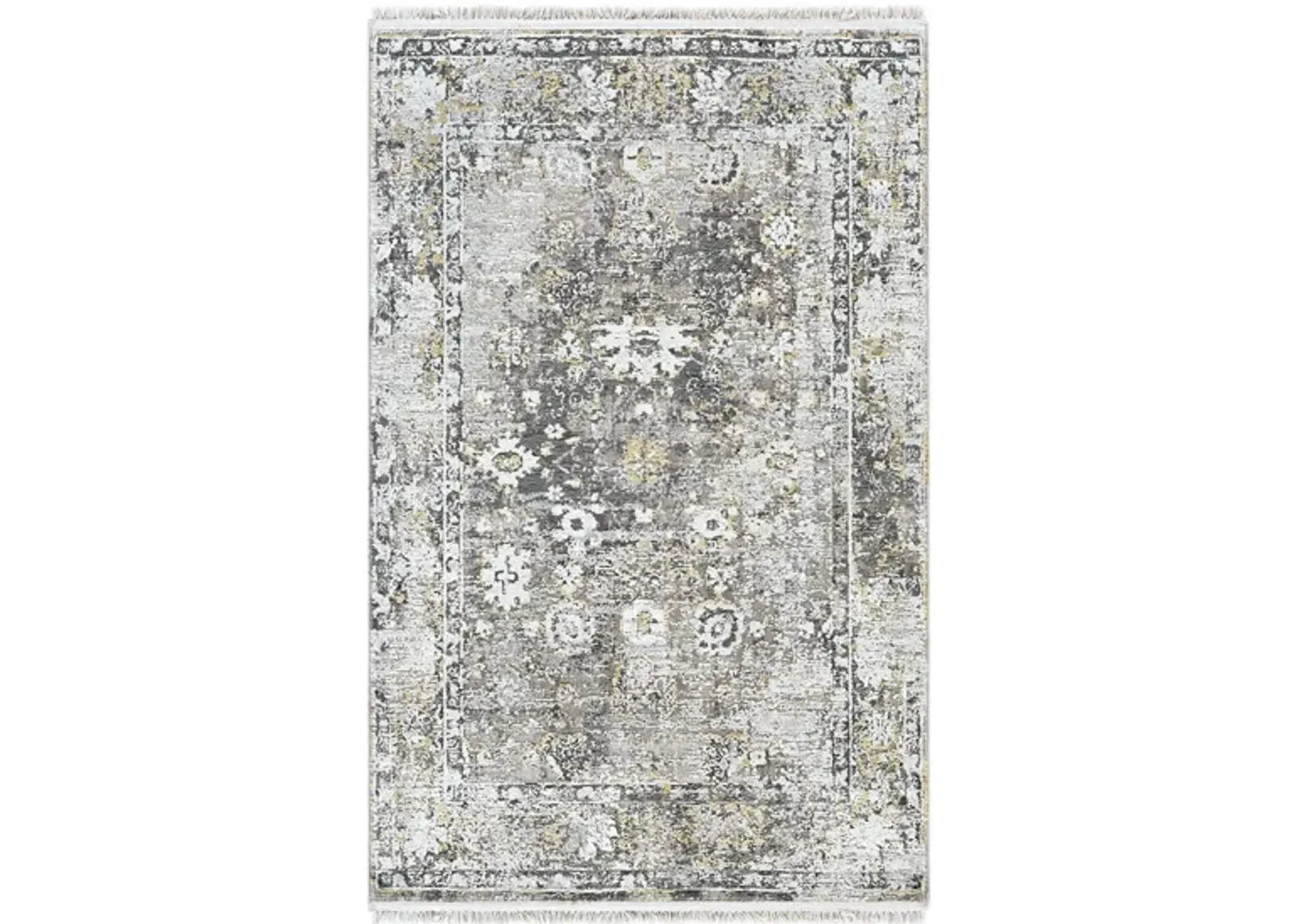 Solaris Desert Rose Rug in Charcoal, Taupe, Medium Gray, Bright Yellow, White, Light Gray by Surya