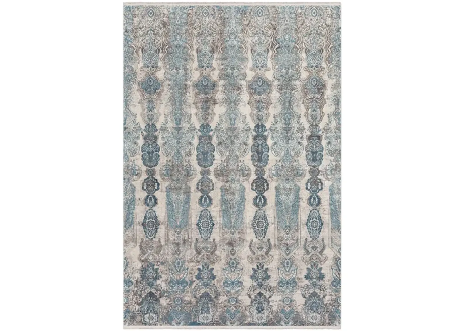 Solaris Aquamarine Rug in Medium Gray, Aqua, Dark Blue, Light Gray, Ivory, Charcoal by Surya