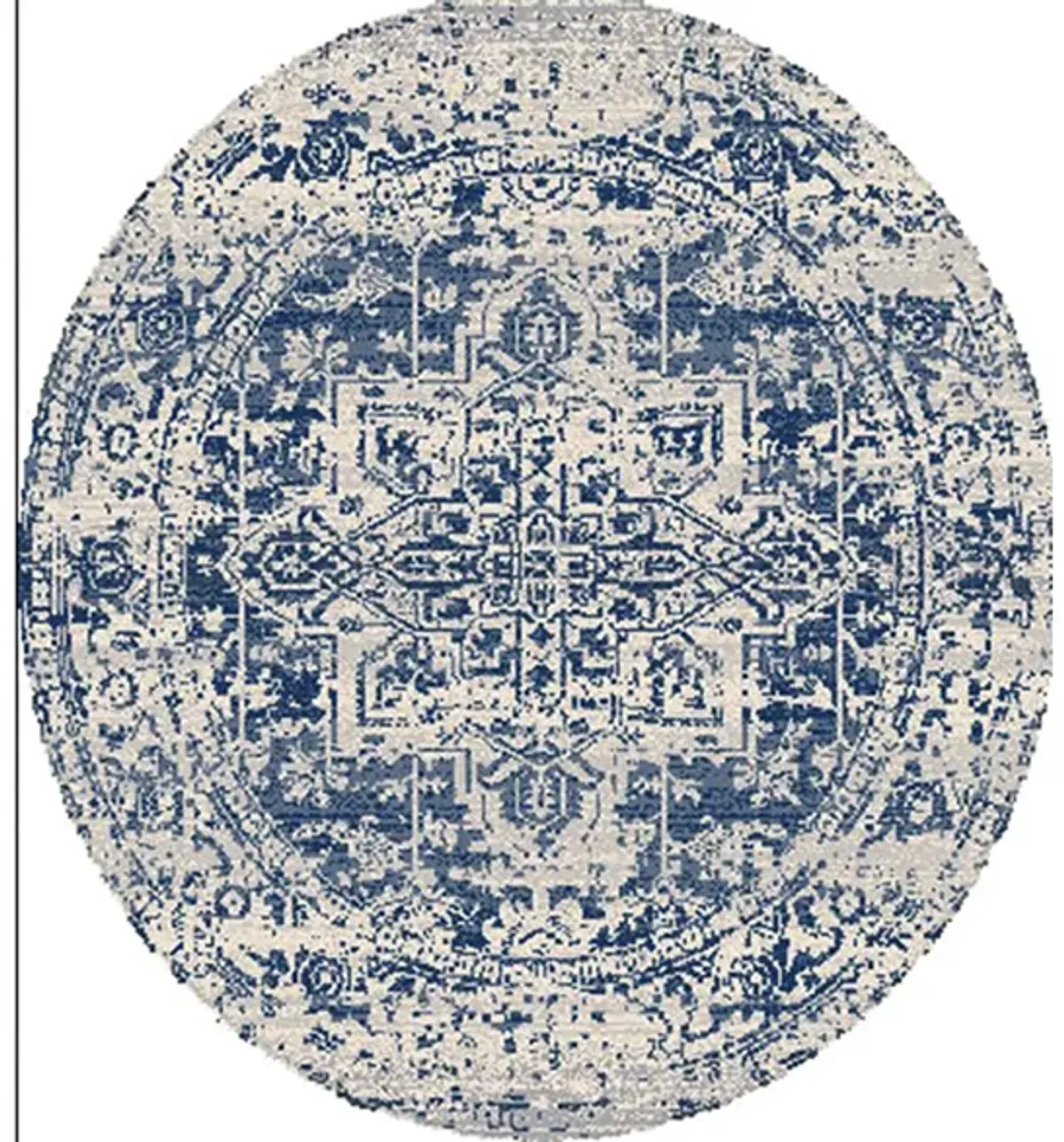 Harput Round Rug in Dark Blue, Light Gray, Beige by Surya