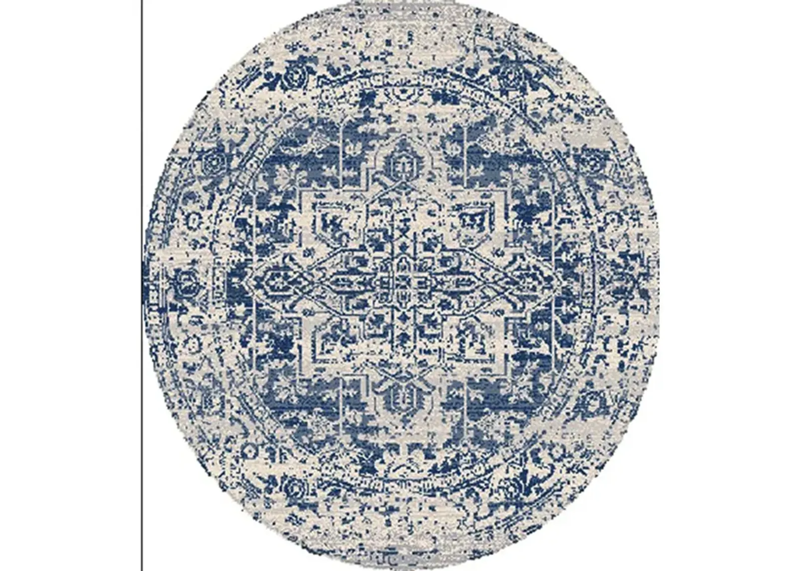 Harput Round Rug in Dark Blue, Light Gray, Beige by Surya