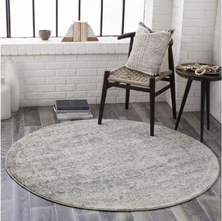 Harput Round Rug in Charcoal, Light Gray, Beige by Surya
