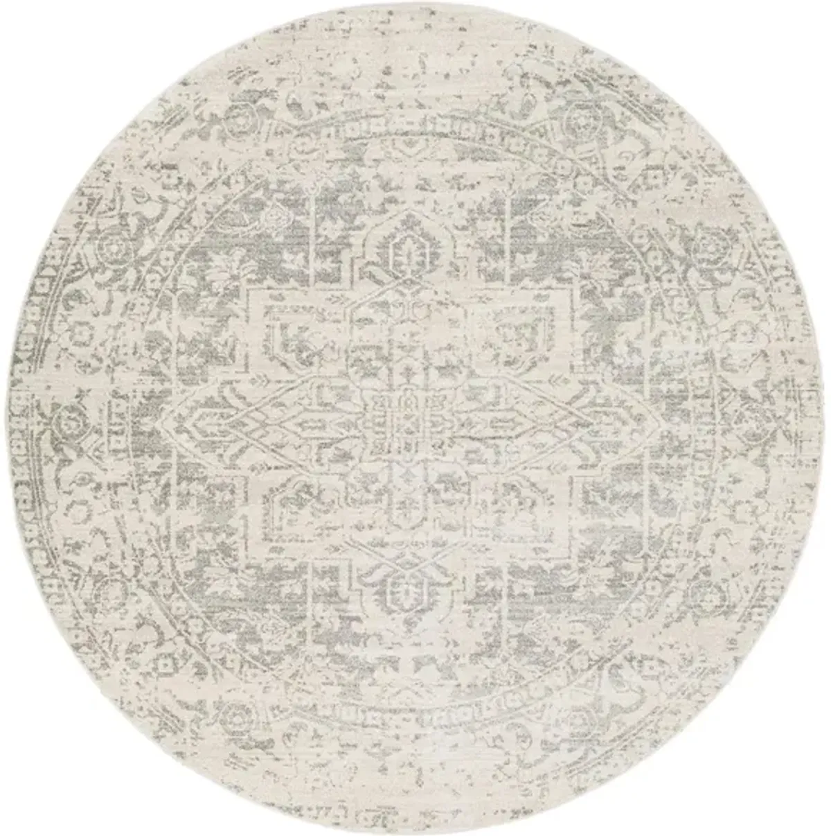 Harput Round Rug in Charcoal, Light Gray, Beige by Surya